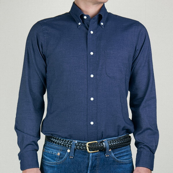 STYLE WORKS(スタイルワークス) 長袖ボタンダウン ネイビー ワイシャツ【OUTLETS】