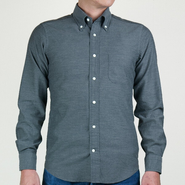 STYLE WORKS(スタイルワークス) 長袖ボタンダウン グレー ワイシャツ【OUTLETS】