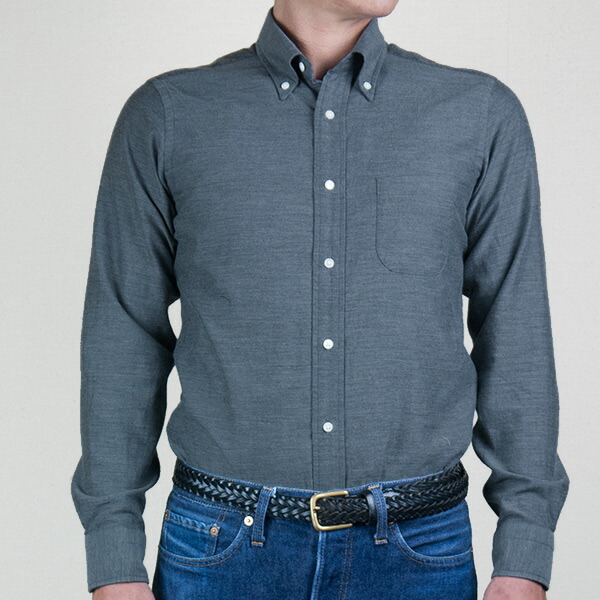 STYLE WORKS(スタイルワークス) 長袖ボタンダウン グレー ワイシャツ【OUTLETS】