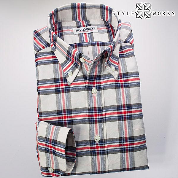 STYLE WORKS(スタイルワークス) 長袖ボタンダウン マルチカラー ワイシャツ【OUTLETS】