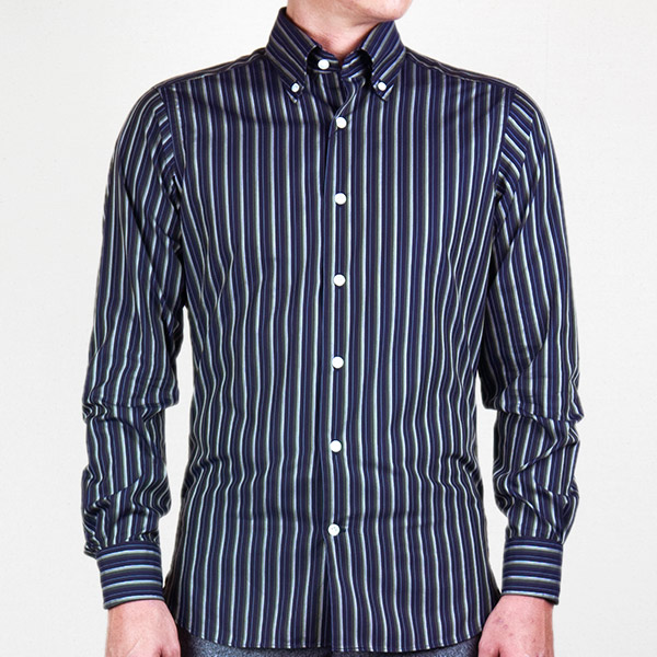 STYLE WORKS(スタイルワークス) 長袖ボタンダウン ネイビー ワイシャツ【OUTLETS】
