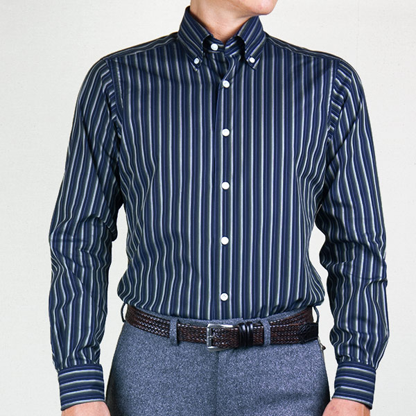 STYLE WORKS(スタイルワークス) 長袖ボタンダウン ネイビー ワイシャツ【OUTLETS】