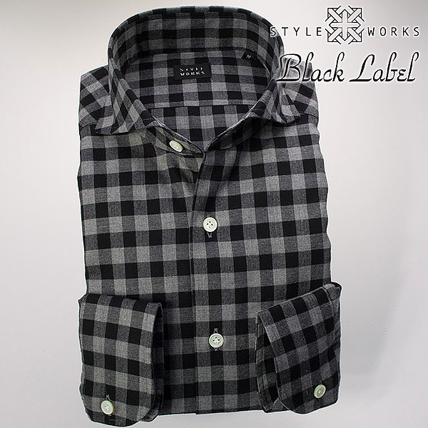 STYLE WORKS(スタイルワークス) 長袖カッタウェイ グレー ワイシャツ【OUTLETS】