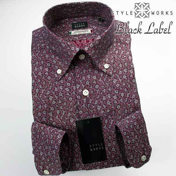 STYLE WORKS(スタイルワークス) 長袖ボタンダウン レッド ワイシャツ【OUTLETS】