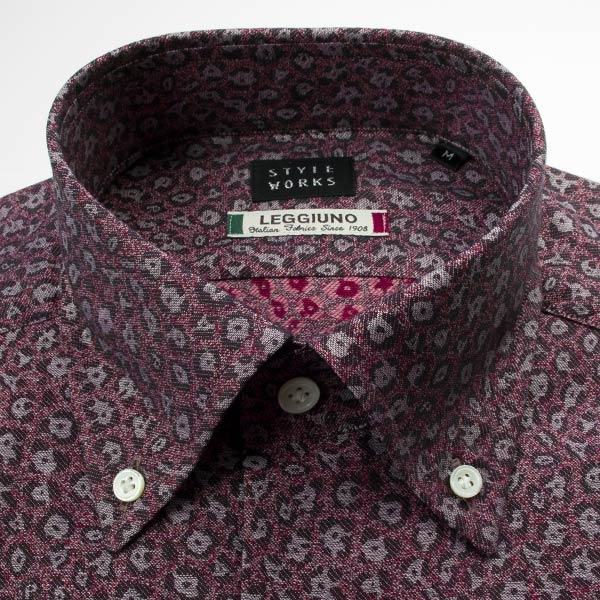 STYLE WORKS(スタイルワークス) 長袖ボタンダウン レッド ワイシャツ【OUTLETS】