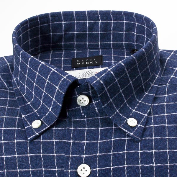 STYLE WORKS(スタイルワークス) 長袖ボタンダウン ネイビー ワイシャツ【OUTLETS】