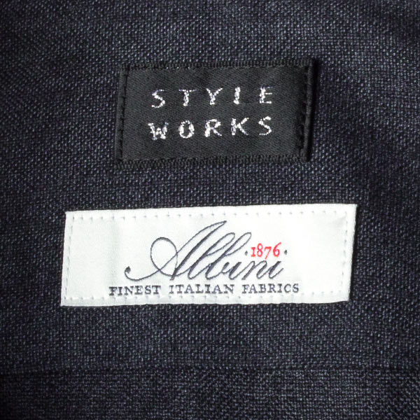 STYLE WORKS(スタイルワークス) 長袖ボタンダウン ネイビー ワイシャツ【OUTLETS】