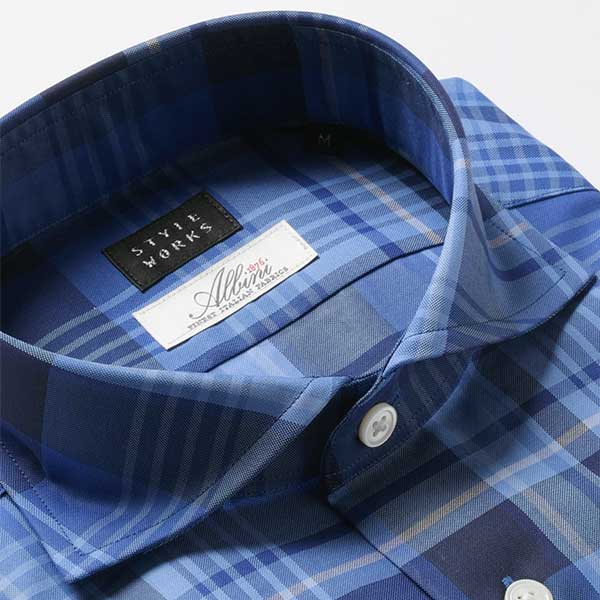 STYLE WORKS(スタイルワークス) 長袖カッタウェイ ブルー ワイシャツ【OUTLETS】