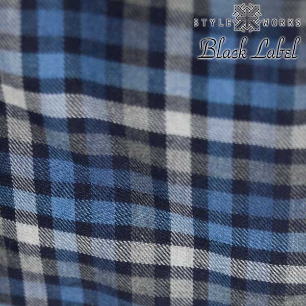 STYLE WORKS(スタイルワークス) 長袖カッタウェイ ネイビー ワイシャツ【OUTLETS】
