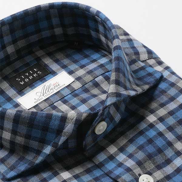 STYLE WORKS(スタイルワークス) 長袖カッタウェイ ネイビー ワイシャツ【OUTLETS】