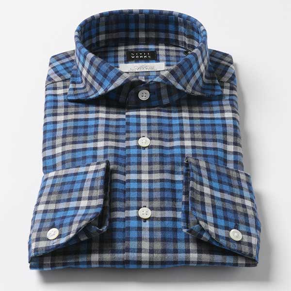 STYLE WORKS(スタイルワークス) 長袖カッタウェイ ネイビー ワイシャツ【OUTLETS】