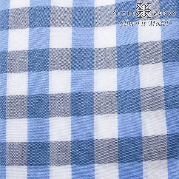 長袖カッタウェイ マルチカラー ワイシャツ スリムフィット STYLE WORKS【OUTLETS】