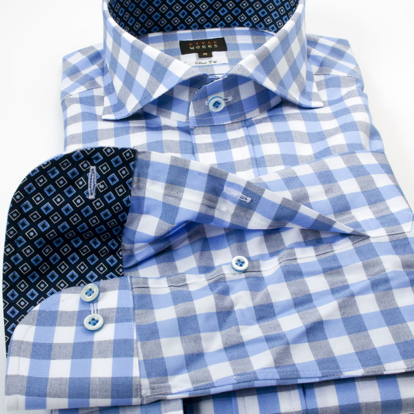 長袖カッタウェイ マルチカラー ワイシャツ スリムフィット STYLE WORKS【OUTLETS】