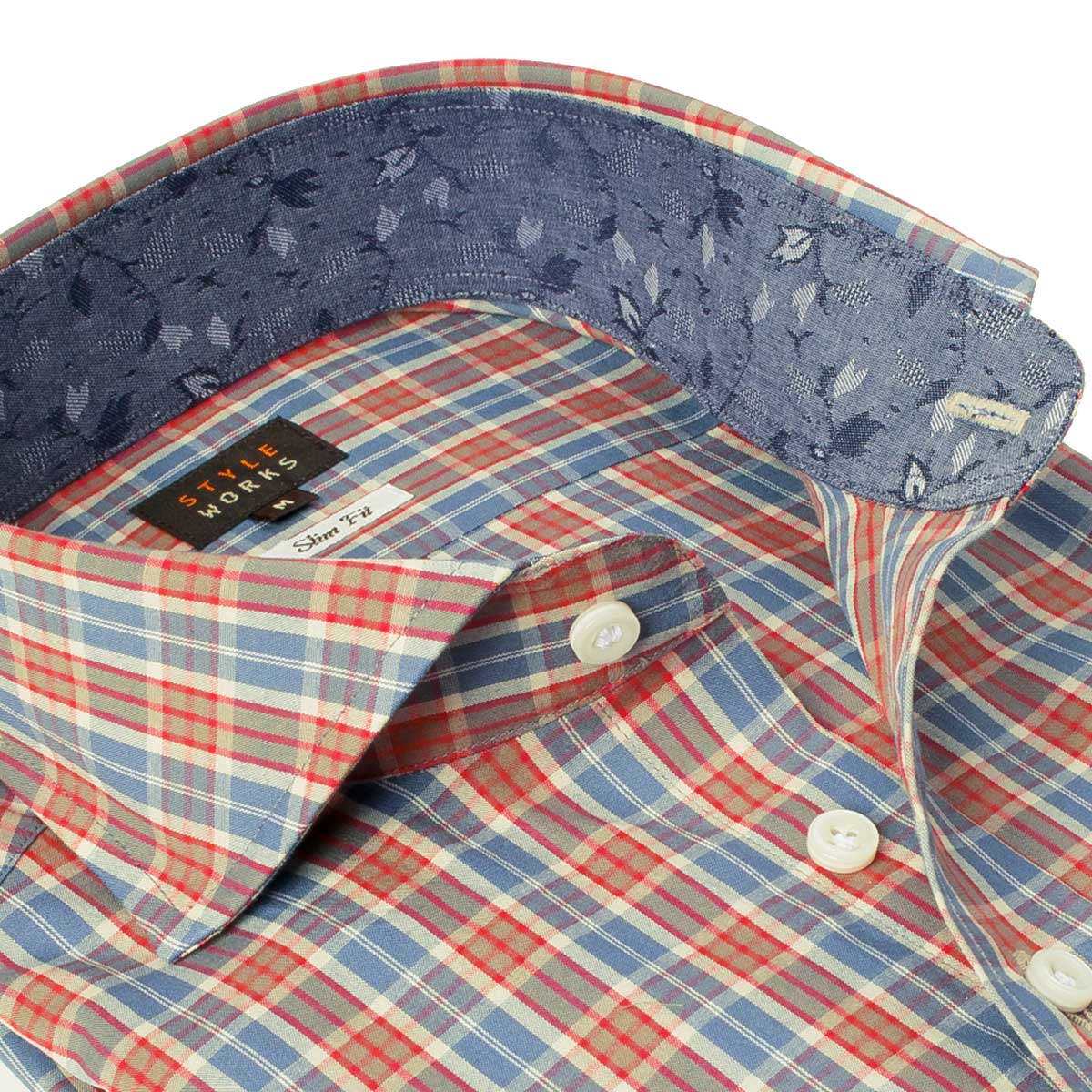 長袖カッタウェイ マルチカラー ワイシャツ スリムフィット STYLE WORKS【OUTLETS】