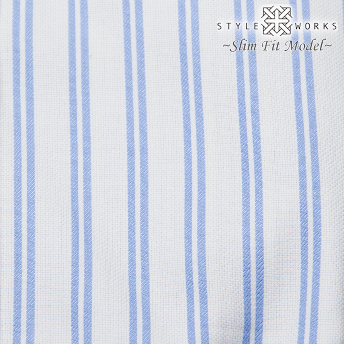 長袖カッタウェイ ブルー ワイシャツ スリムフィット STYLE WORKS【OUTLETS】