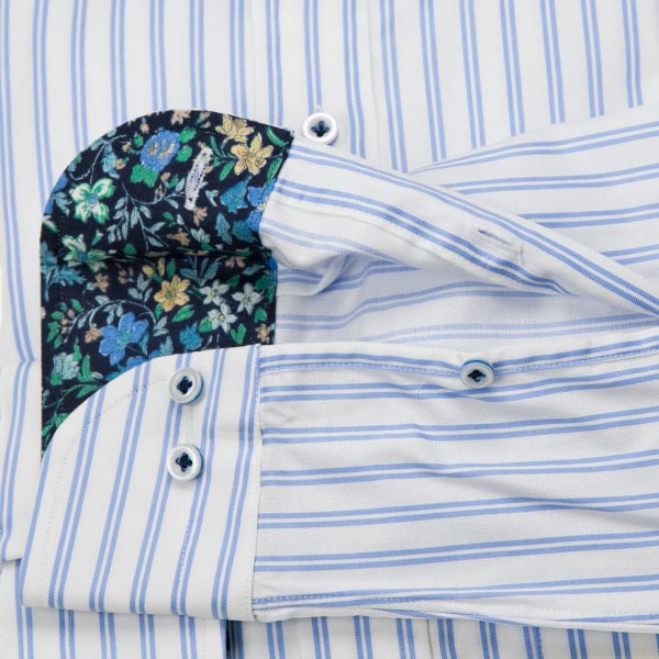 長袖カッタウェイ ブルー ワイシャツ スリムフィット STYLE WORKS【OUTLETS】
