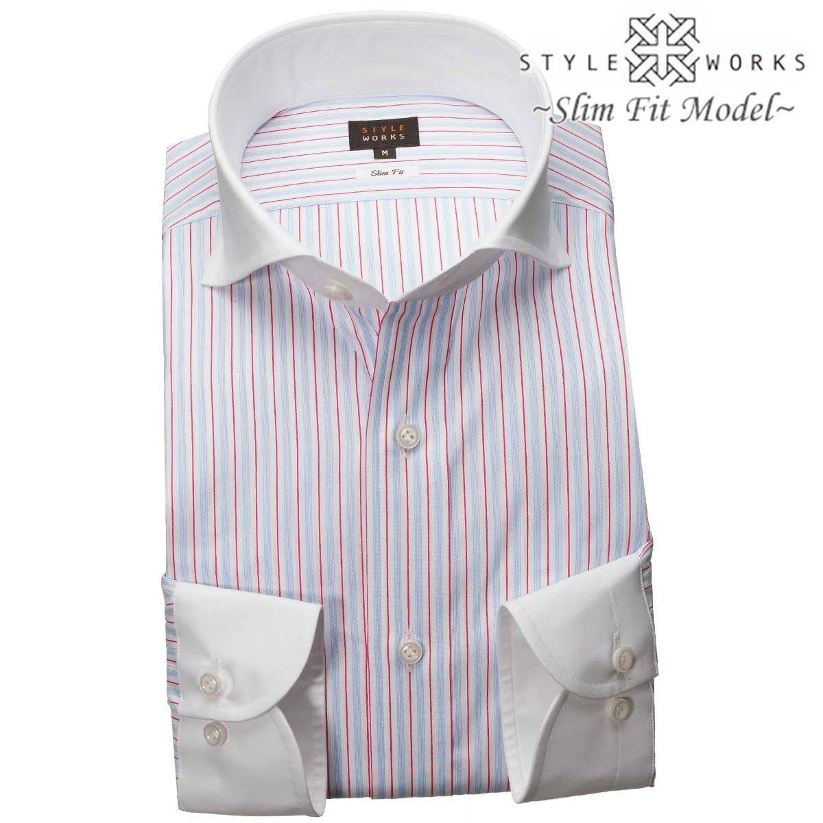 長袖クレリック マルチカラー ワイシャツ スリムフィット STYLE WORKS【OUTLETS】