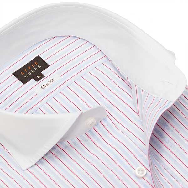 長袖クレリック マルチカラー ワイシャツ スリムフィット STYLE WORKS【OUTLETS】