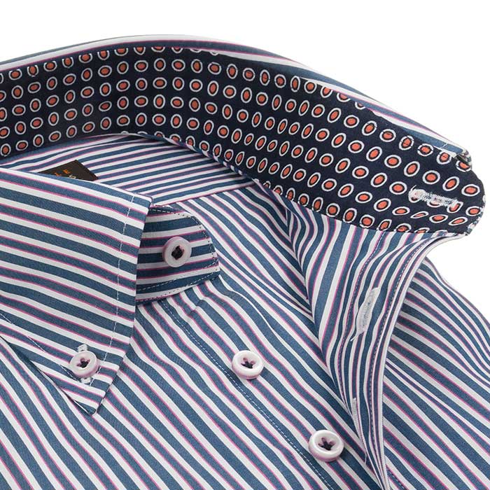 長袖ボタンダウン ネイビー ワイシャツ スリムフィット STYLE WORKS【OUTLETS】