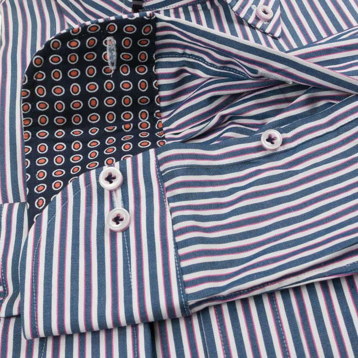 長袖ボタンダウン ネイビー ワイシャツ スリムフィット STYLE WORKS【OUTLETS】