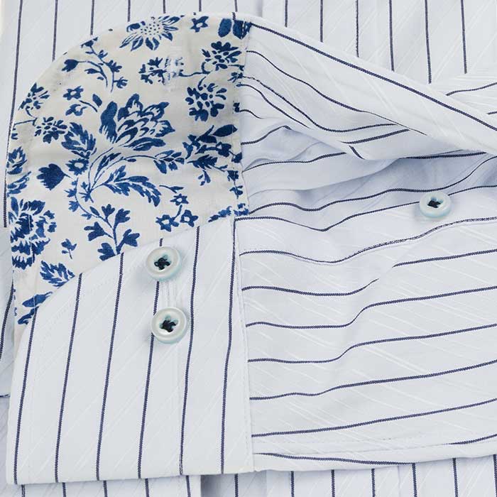 長袖カッタウェイ ブルー ワイシャツ スリムフィット STYLE WORKS