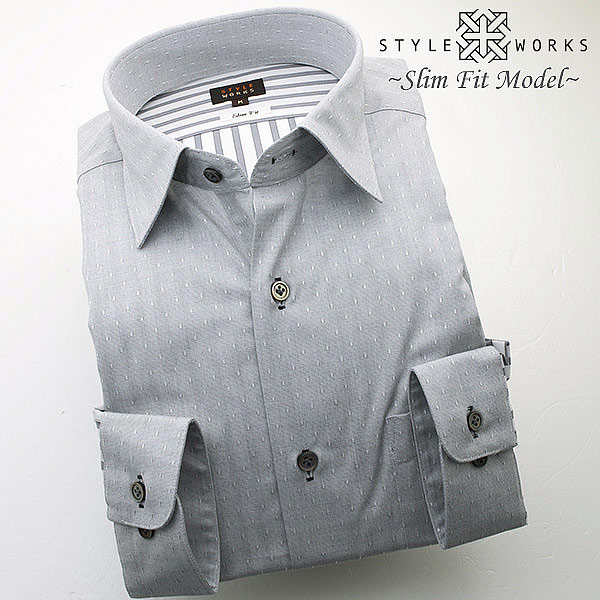 STYLE WORKS(Vintage Line) 長袖レギュラーカラー グレー ワイシャツ