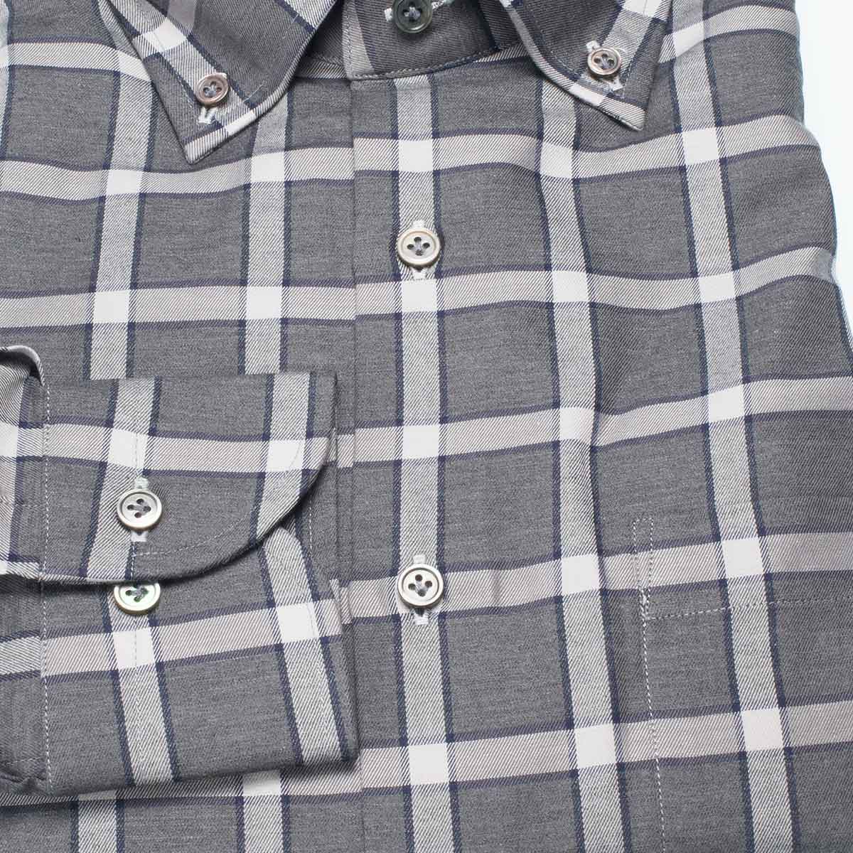 長袖ボタンダウン グレー ワイシャツ スリムフィット STYLE WORKS【OUTLETS】