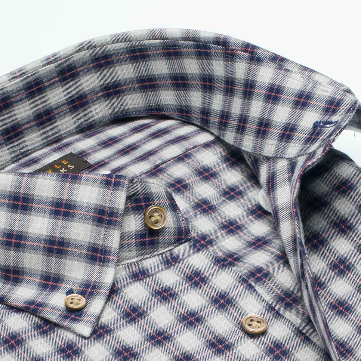長袖ボタンダウン グレー ワイシャツ スリムフィット STYLE WORKS【OUTLETS】