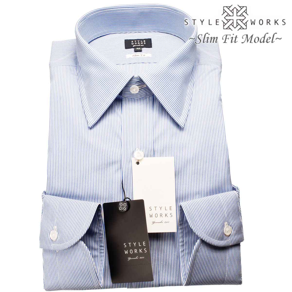 STYLE WORKS(Vintage Line) 長袖レギュラーカラー ブルー ワイシャツ