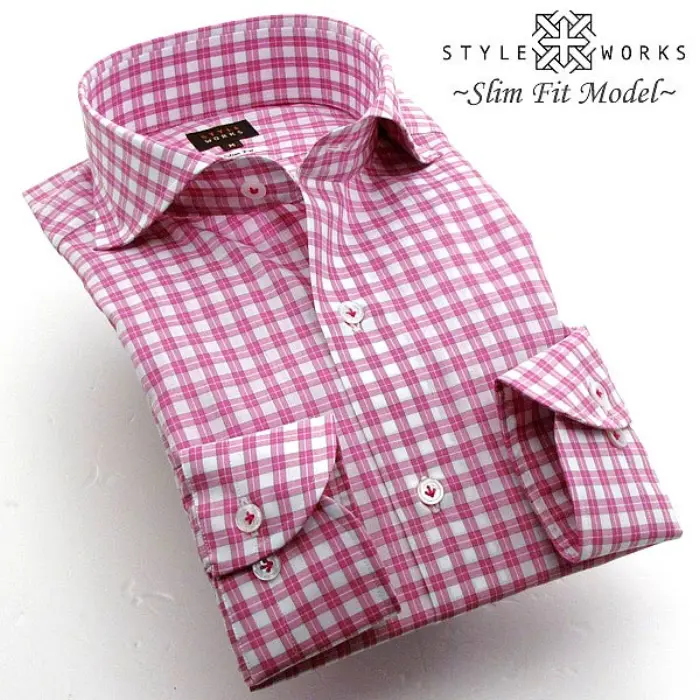 ・商品説明：基本限定生産がウリのSTYLEWORKSのドレスシャツ。こちらのシャツは生地も完全オリジナル！素材から生地の加工、そして縫製まで全てがメイドインジャパンの完全限定生産のオリジナルの１着。生