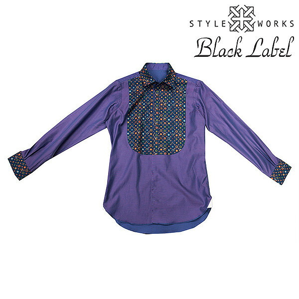 長袖ワイドカラー パープル ワイシャツ スリムフィット STYLE WORKS【OUTLETS】
