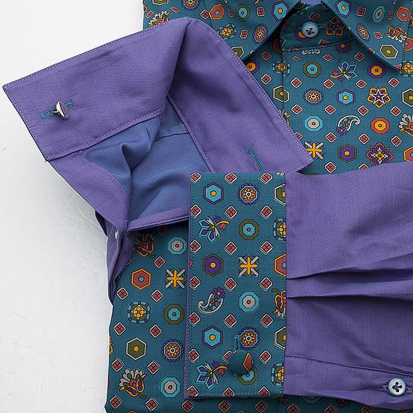 長袖ワイドカラー パープル ワイシャツ スリムフィット STYLE WORKS【OUTLETS】
