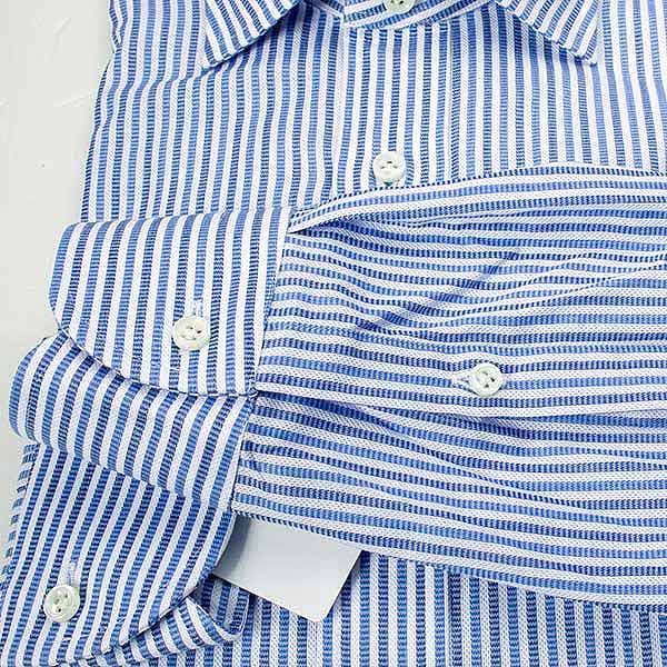 長袖ワイドカラー ブルー ワイシャツ スリムフィット STYLE WORKS【OUTLETS】
