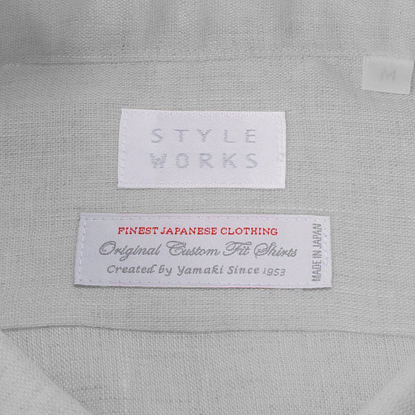 長袖ワイドカラー ブルー ワイシャツ スリムフィット STYLE WORKS【OUTLETS】