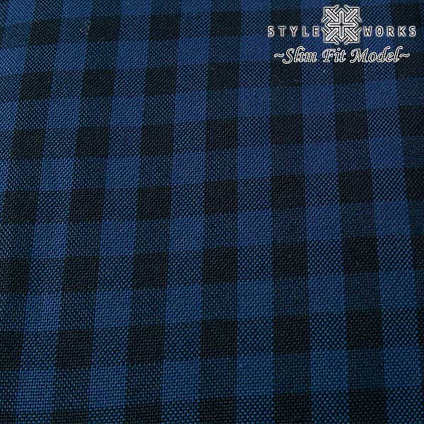 長袖カッタウェイ ネイビー ワイシャツ スリムフィット STYLE WORKS【OUTLETS】