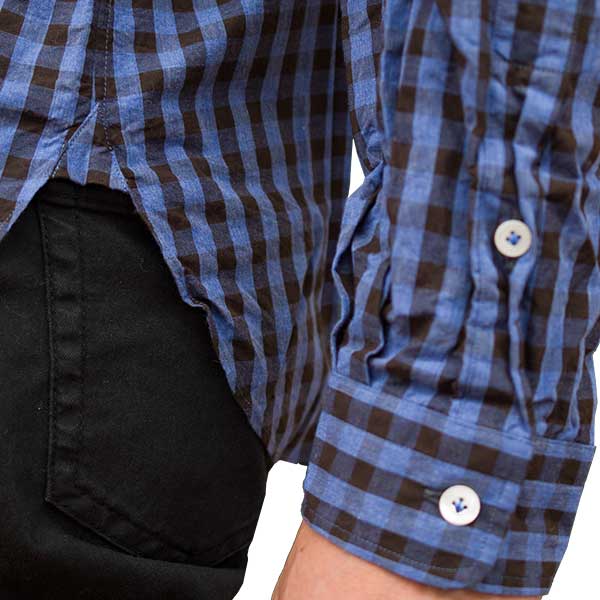 STYLE WORKS(スタイルワークス) 長袖ワイドカラー ブルー カジュアルシャツ【OUTLETS】