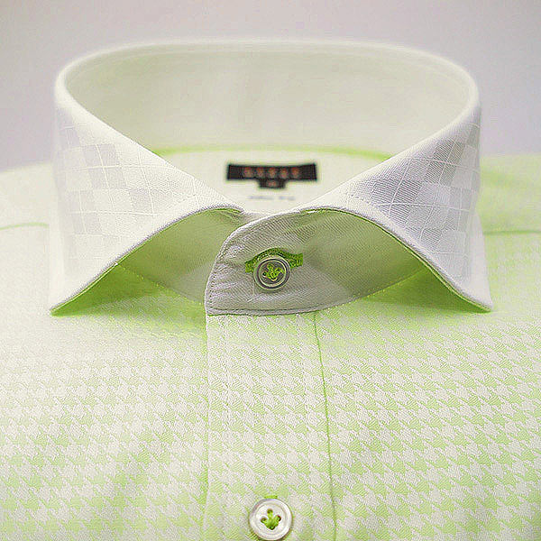 ワイドカラー ワイシャツ スリムフィット グリーン STYLE WORKS