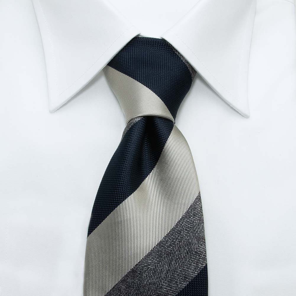 ネクタイ メンズ CHOYA 日本製 シルク100% ネイビー グレー レジ