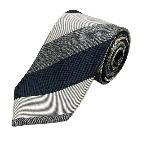 ネクタイ メンズ CHOYA 日本製 シルク100% ネイビー グレー レジ