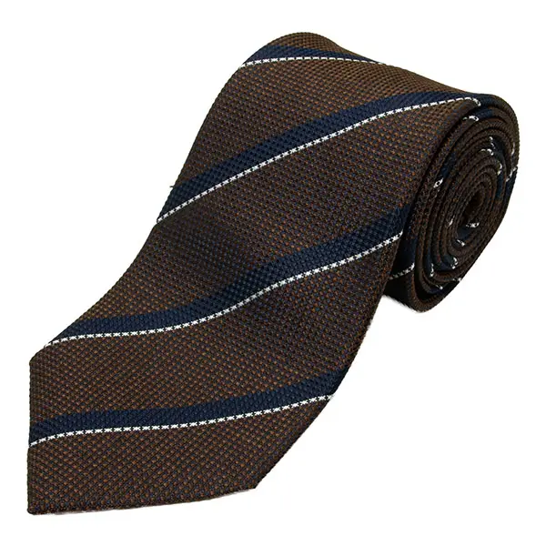 ネクタイ メンズ CHOYA 日本製 シルク100% ブラウン レジメンタル