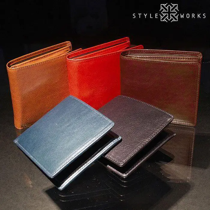 STYLE WORKS オリジナルレザーアイテム ショートウォレット｜2つ折り財布 5色展開