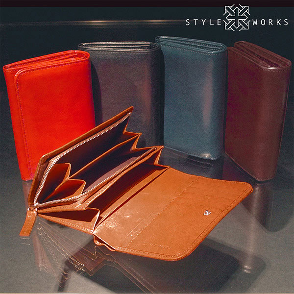 STYLE WORKS オリジナルレザーアイテム ミドルウォレット/2つ折り財布