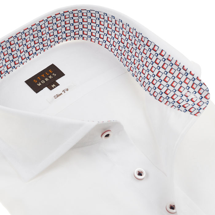 長袖カッタウェイ ホワイト ワイシャツ スリムフィット STYLE WORKS【OUTLETS】