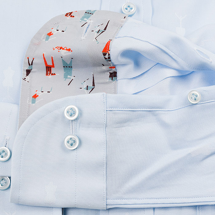 長袖カッタウェイ ブルー ワイシャツ スリムフィット STYLE WORKS【OUTLETS】