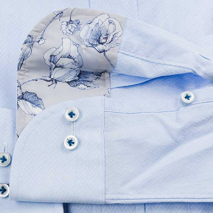 長袖カッタウェイ ブルー ワイシャツ スリムフィット STYLE WORKS【OUTLETS】