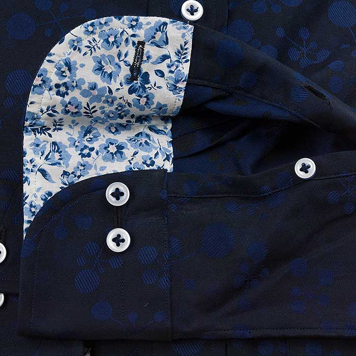 長袖カッタウェイ ネイビー ワイシャツ スリムフィット STYLE WORKS【OUTLETS】