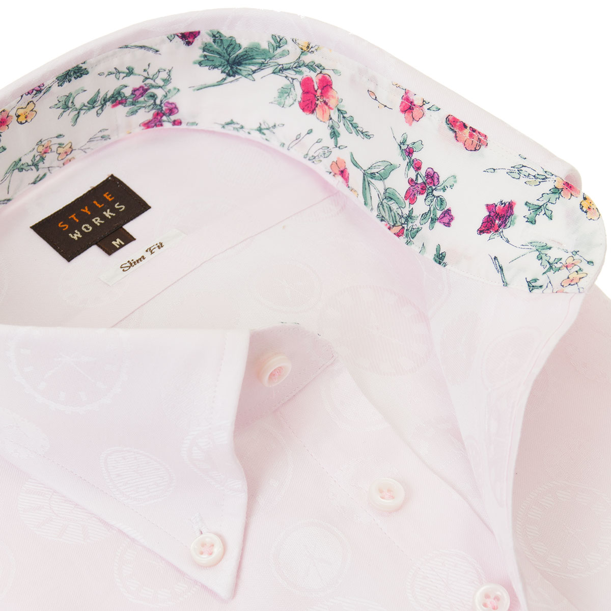 長袖ボタンダウン ホワイト ワイシャツ スリムフィット STYLE WORKS【OUTLETS】