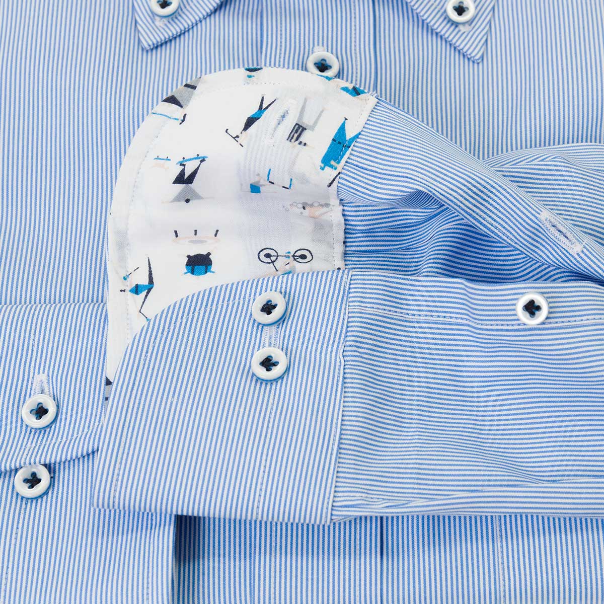 長袖ボタンダウン ブルー ワイシャツ スリムフィット STYLE WORKS【OUTLETS】