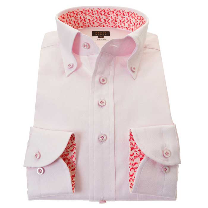 ◆ブランド／STYLEWORKS◆商品ジャンル／長袖ワイシャツ◆サイズ展開／S,M,L,LL,◆シルエット／スリムフィット◆衿型／ボタンダウン◆袖丈／長袖◆色／ピンク◆柄／チェック柄◆前立／表前立◆素