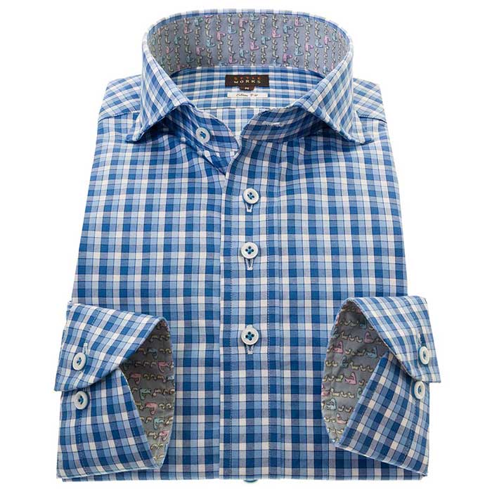 ワイシャツ チェック ブルー ブロード | STYLE WORKS（スタイル